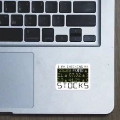 Alternative view of I am checking my FOMO stocks - Laptop Sticker