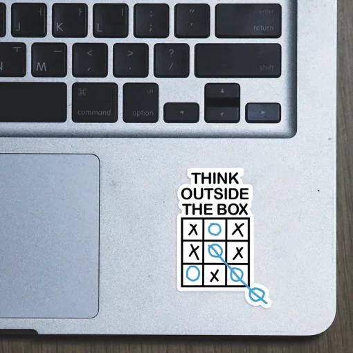 think outside the box laptop sticker for digital marketers