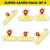 City Names Sticker Combo 2 - Pack of 6 Stickers