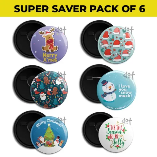 Christmas Fridge Magnet Combo 2 - Pack of 6
