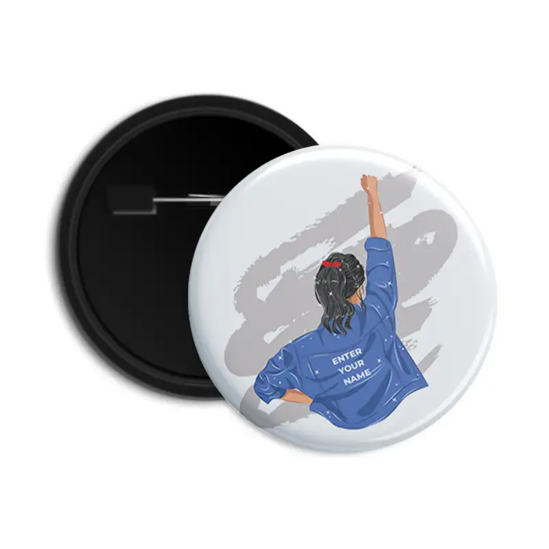 Girl Pow - Round Pin Back Button Badge - International Womens Day