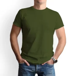 Alternative view of Basic Olive  - Crew Neck - T-shirt