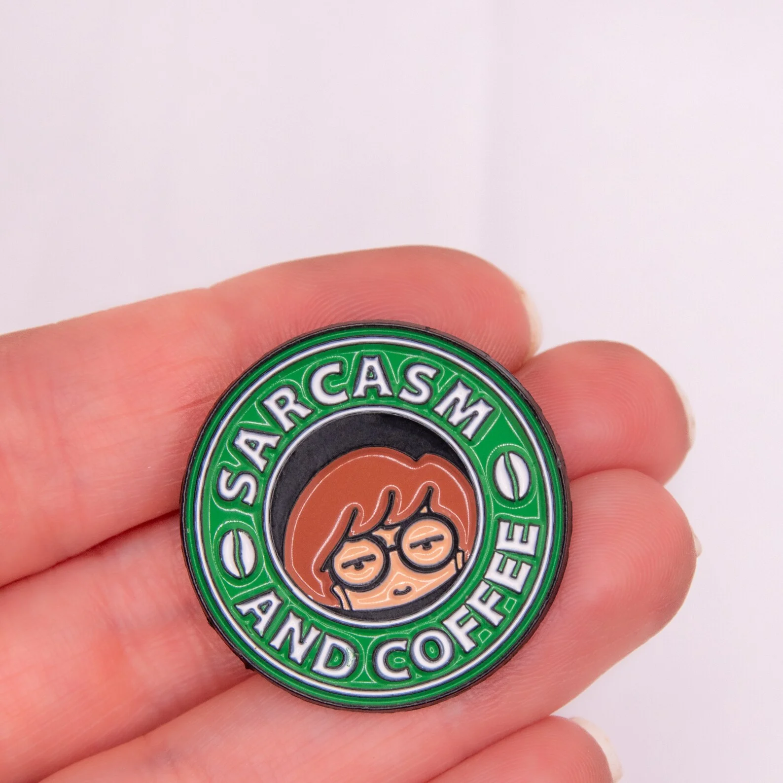 Sarcasm and Coffee - Brooch Enamel Pin - Image 2