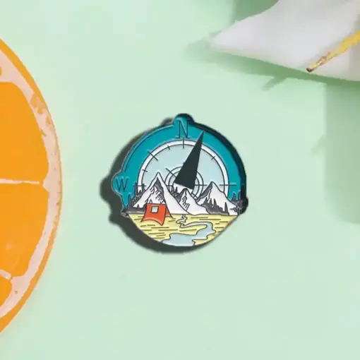 Compass Mountains - Brooch Enamel Pin - Image 2
