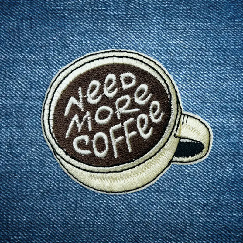 Need More Coffee - Embroidered Iron-On Patch - Image 2