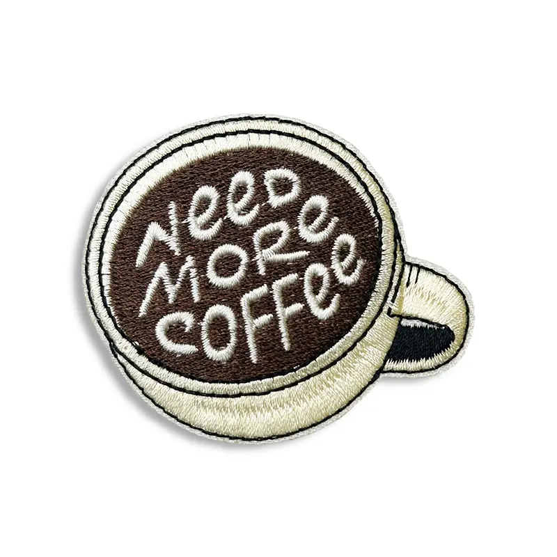 Need More Coffee - Embroidered Iron-On Patch
