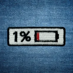 Alternative view of 1% Battery - Embroidered Iron-On Patch