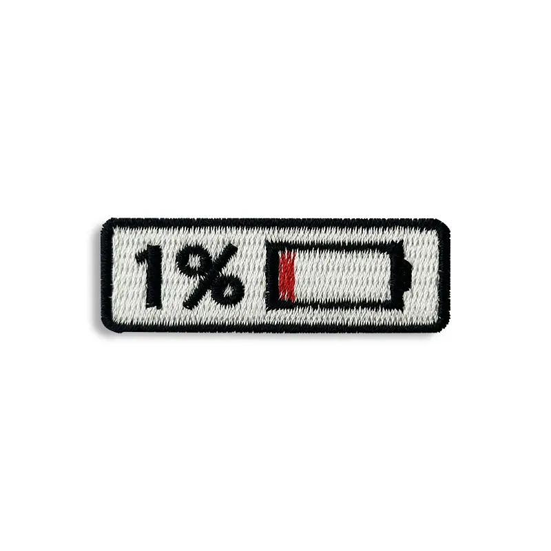 1% Battery - Embroidered Iron-On Patch