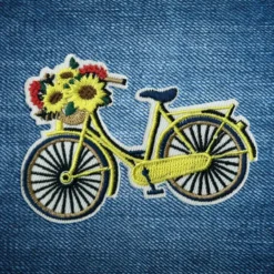 Alternative view of Flower Cycle - Embroidered Iron-On Patch