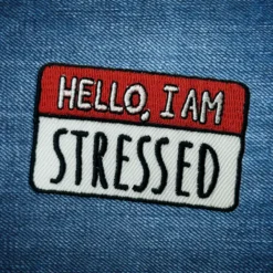 Alternative view of Hello I Am Stressed - Embroidered Iron-On Patch