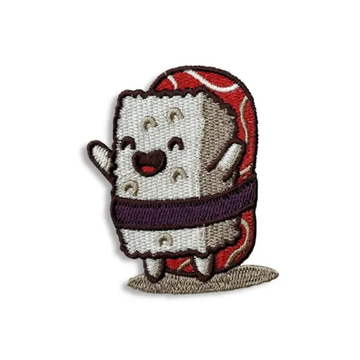 Happy Sushi - Embroidered Iron-On Patch