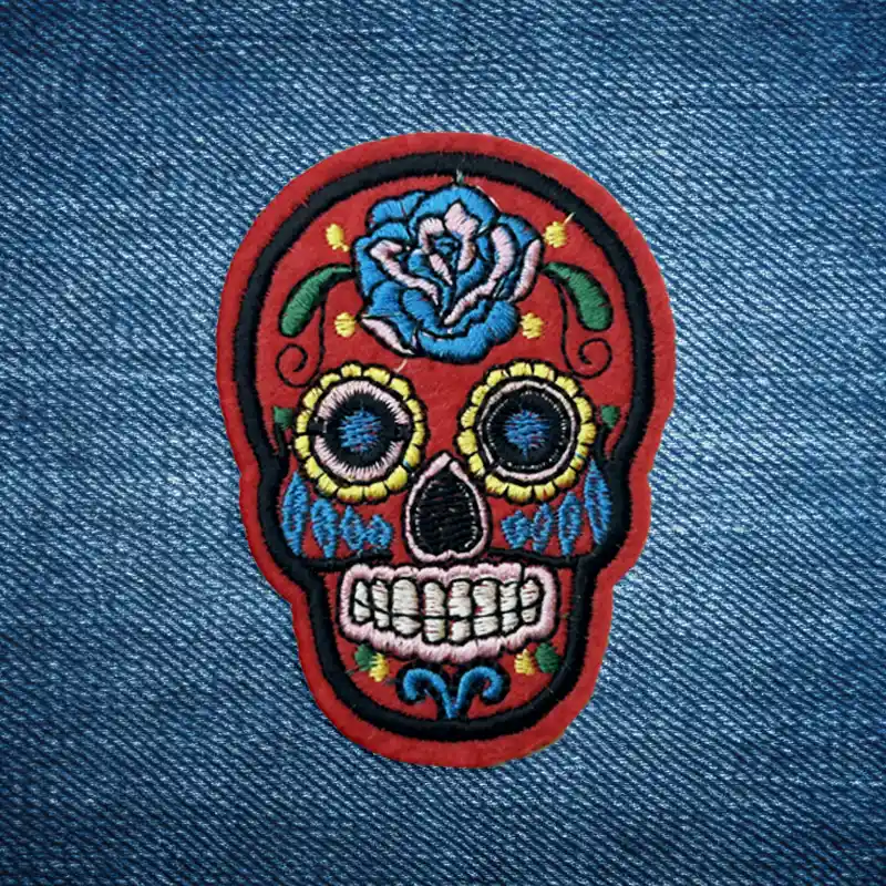 Skull - Embroidered Iron-On Patch - Image 2