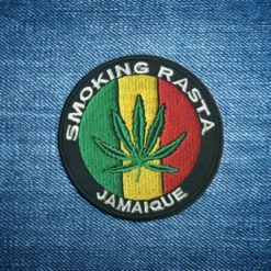 Alternative view of Smoking Rasta - Embroidered Iron-On Patch
