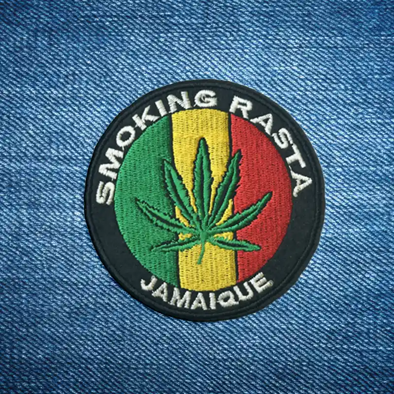Smoking Rasta - Embroidered Iron-On Patch - Image 2