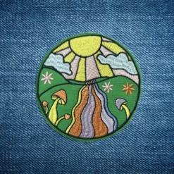 Alternative view of Mushroom Garden - Embroidered Iron-On Patch