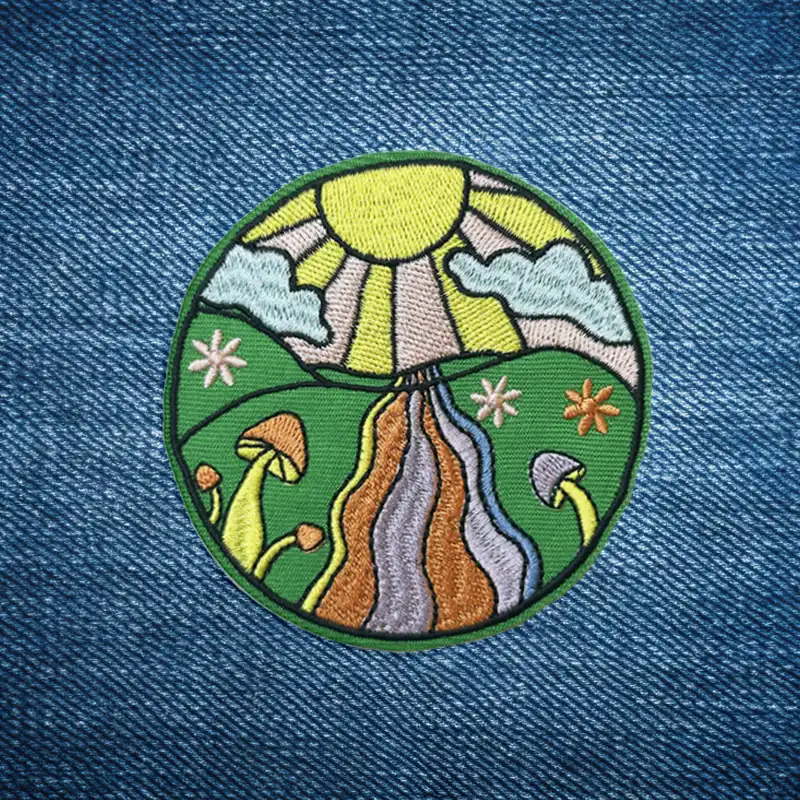 Mushroom Garden - Embroidered Iron-On Patch - Image 2