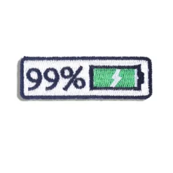 99% Battery Charged - Embroidered Iron-On Patch