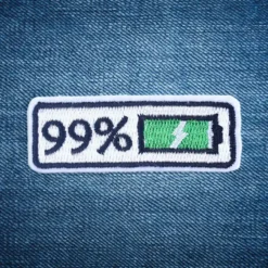 Alternative view of 99% Battery Charged - Embroidered Iron-On Patch