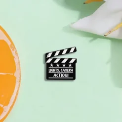 Alternative view of Lights Camera Action - Brooch Enamel Pin