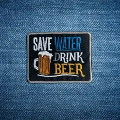 Alternative view of Save Water Drink Beer - Embroidered Iron-On Patch