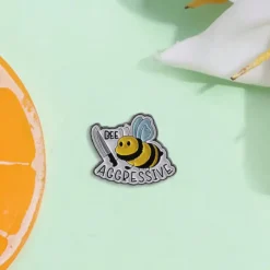 Alternative view of Bee Aggressive ? Brooch Enamel Pin