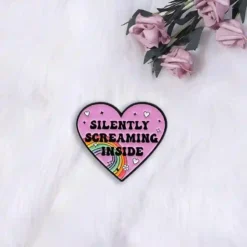 Alternative view of Silently Screaming Inside - Brooch Enamel Pin
