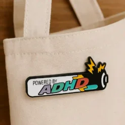 Alternative view of Powered By ADHD- Brooch Enamel Pin - Brooch Enamel Pin