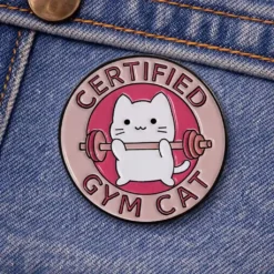 Certifed Gym Cat- Brooch Enamel Pin - Brooch Enamel Pin