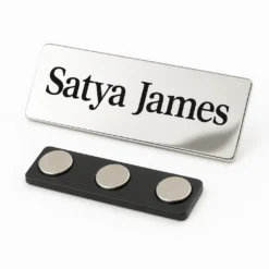 Metal Rectangle Magnetic Name Badge - Silver - Image 3