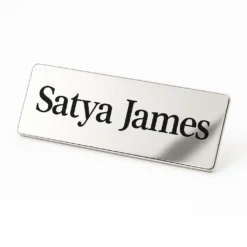Metal Rectangle Magnetic Name Badge - Silver - Image 5