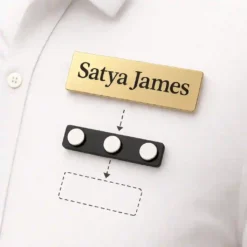 Metal Rectangle Magnetic Name Badge - Gold - Image 3