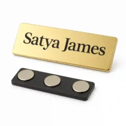 Metal Rectangle Magnetic Name Badge - Gold