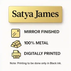 Metal Rectangle Magnetic Name Badge - Gold - Image 4