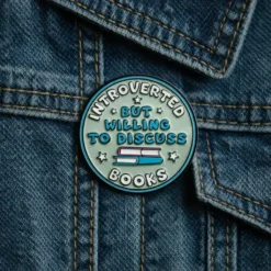 Alternative view of Introverted, But Willing To Discuss Books - Brooch Enamel Pin