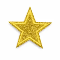 Golden Gliter Star - Embroidered Iron-On Patch