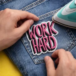 Alternative view of Work Hard - Embroidered Iron-On Patch