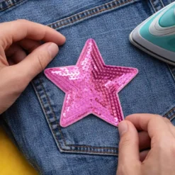 Alternative view of Pink Tassle Star - Embroidered Iron-On Patch