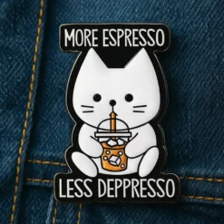 More Espresso, Less Depresso - Brooch Enamel Pin