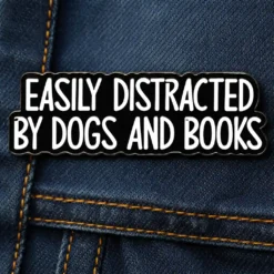 Alternative view of Easily Distracted By Dogs And Books - Brooch Enamel Pin