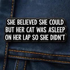 She Believed She Could, But Her Cat Was Asleep - Brooch Enamel Pin
