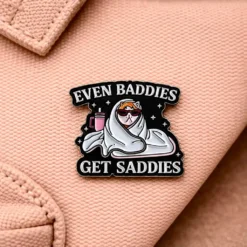 Alternative view of Even Baddies Get Saddies - Brooch Enamel Pin