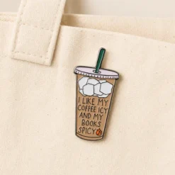 Alternative view of I Like My Coffee Icy and My Books Spicy - Brooch Enamel Pin