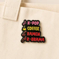 Alternative view of K-Pop, Coffee, Ramen, K-Drama - Brooch Enamel Pin