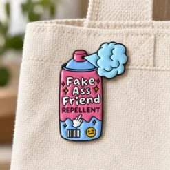 Alternative view of Fake Friend Repellent - Brooch Enamel Pin
