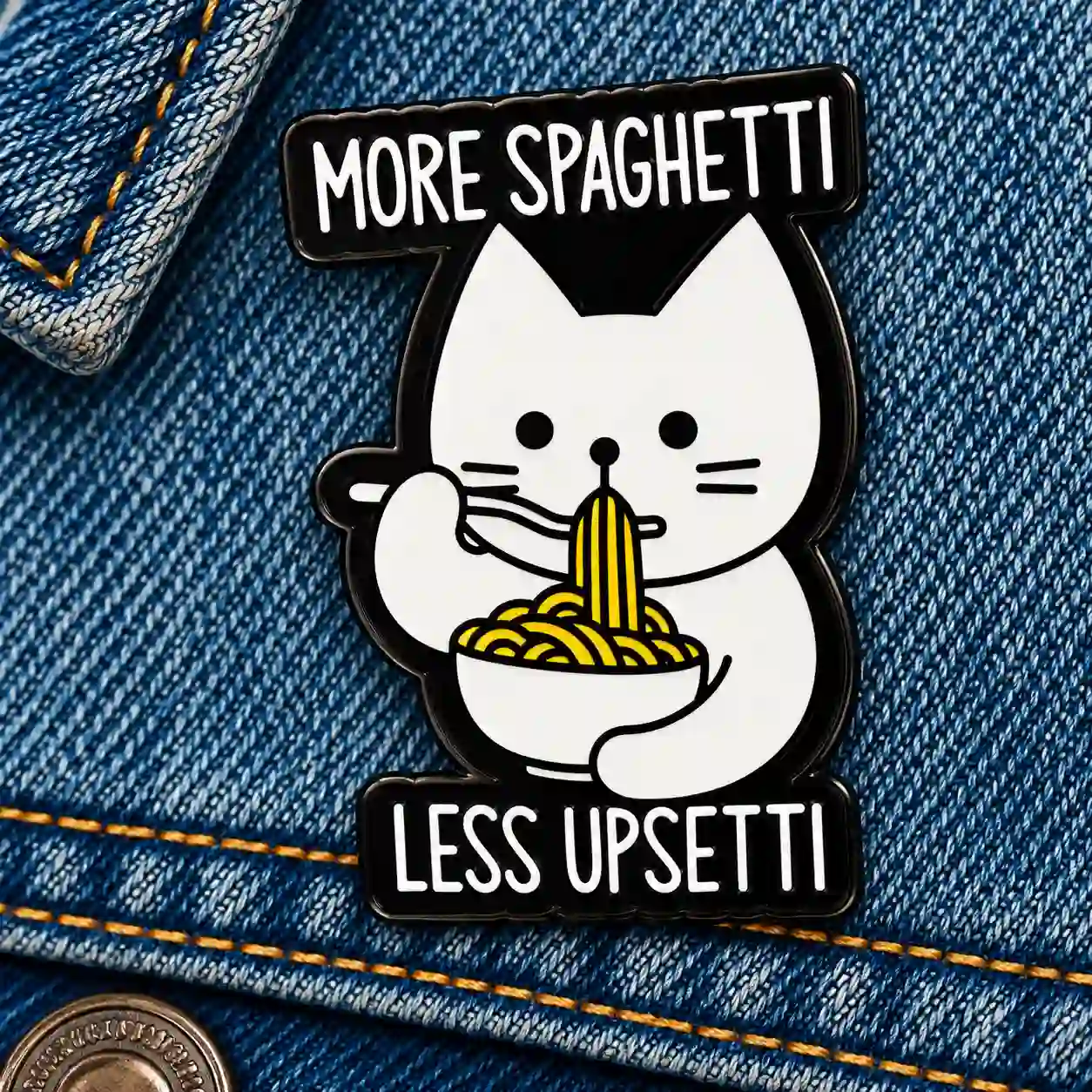 More Spaghetti, Less Upsetti - Brooch Enamel Pin - Image 2