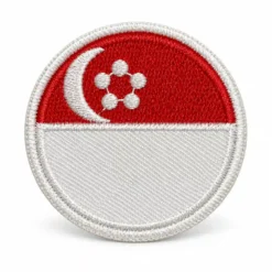 Singapore Round - Embroidered Iron-On Patch