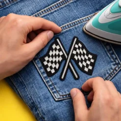 Alternative view of Chequered Flag - Embroidered Iron-On Patch