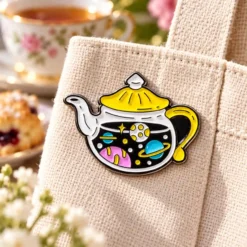 Alternative view of Space Tea - Brooch Enamel Pin