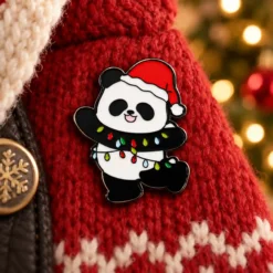 Alternative view of Christmas Panda - Brooch Enamel Pin